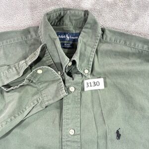 Ralph Lauren Button Down Shirt Men XL Green Blake Cotton Long Sleeve Pony Logo